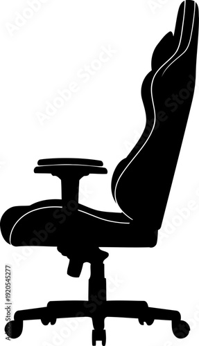 Ergonomic gaming chair silhouette shown from a side profile perspective