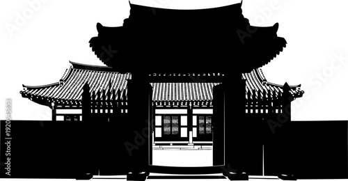 Korean palace gate silhouette representing traditional architecture