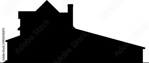 Large industrial warehouse silhouette with a sloped roofline