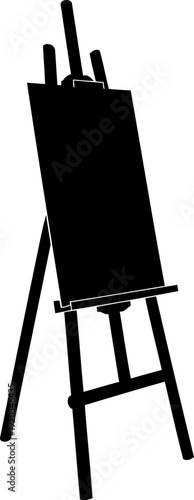 Professional artist easel supporting blank canvas silhouette