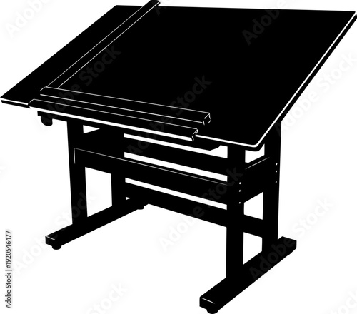 Professional drafting table silhouette with adjustable tilted work surface