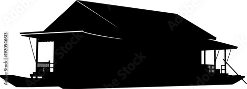Simple river houseboat silhouette