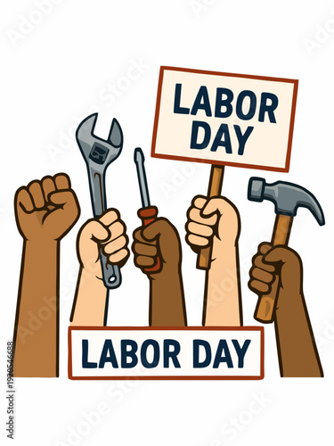 Labor Day Unity and Workers Power Vector Illustration