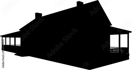 Traditional farmhouse silhouette featuring a wide covered porch