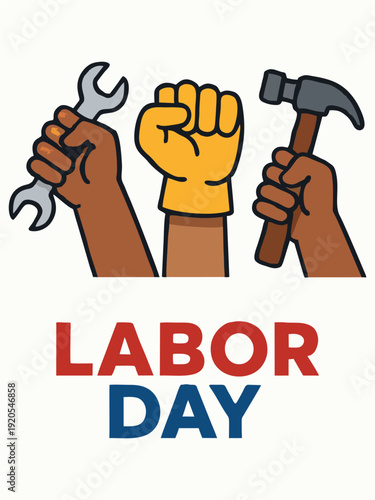 Labor Day Unity and Workers Power Vector Illustration