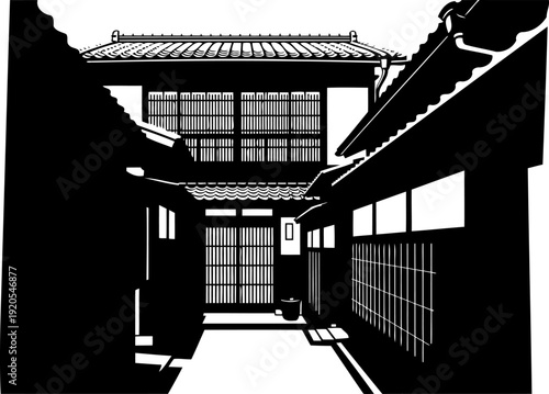 Traditional japanese alleyway street view illustration