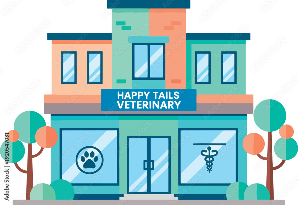 Obraz premium Veterinary clinic building with sign.