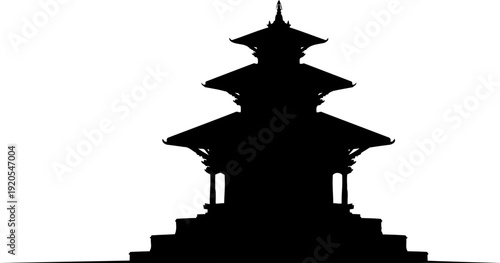 Traditional oriental pagoda silhouette buddhist temple architecture
