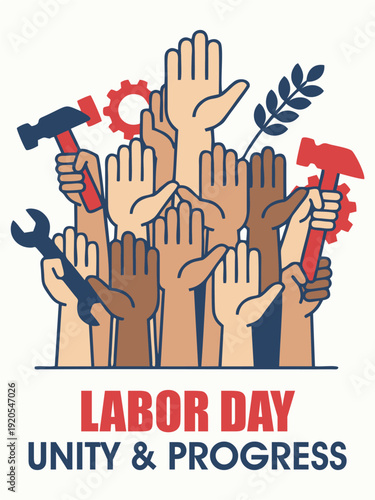 Labor Day Unity and Workers Power Vector Illustration