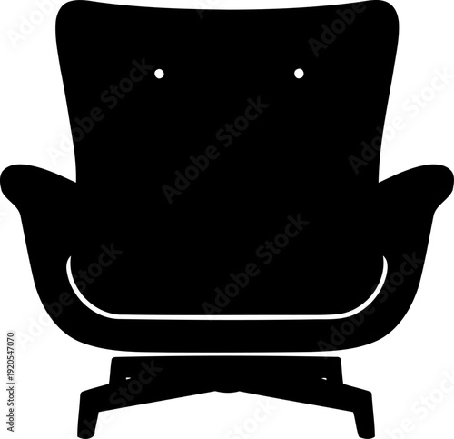 Wingback style lounge chair silhouette from front view