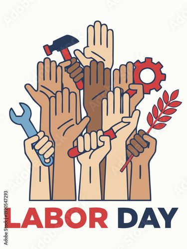 Labor Day Unity and Workers Power Vector Illustration