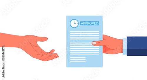 Approved document handover between hands Flat vector illustration EPS10 Stock.eps