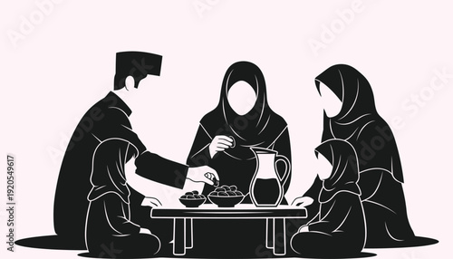 A family enjoying a meal together on the floor