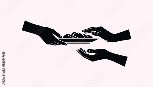 Hands passing a plate with food from one to another
