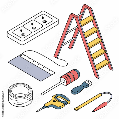 Of home renovation tools and ladder paint roller paintbrush