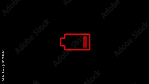 Low battery indicator on black background