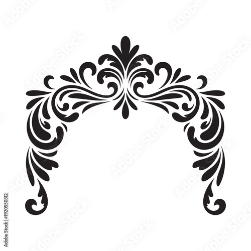 Elegant black floral corner design with swirling symmetrical ornamentation