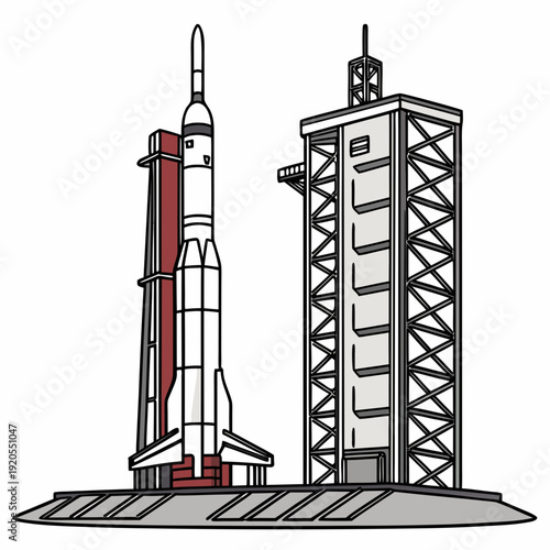 Space Shuttle on Launchpad with Service Tower rocket 1