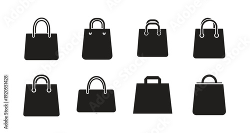 Set of stylish shopping and fashion bags isolated on white background