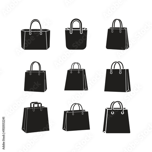 Vector illustration of a stylish set of shopping bags in brown paper and leather design for retail and fashion use