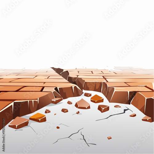 Cracked Earth and Debris Illustration A Visual Depiction of Damage and Ruin