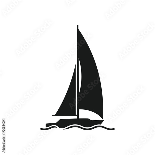 Sailboat Silhouette: A minimalist, high-contrast illustration of a sailboat gracefully navigating the ocean waves, capturing the essence of maritime adventure and tranquility.