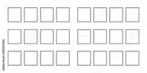 Arrangement of empty rectangular frames in a grid pattern