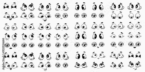 Numerous stylized eye illustrations arranged in a grid pattern