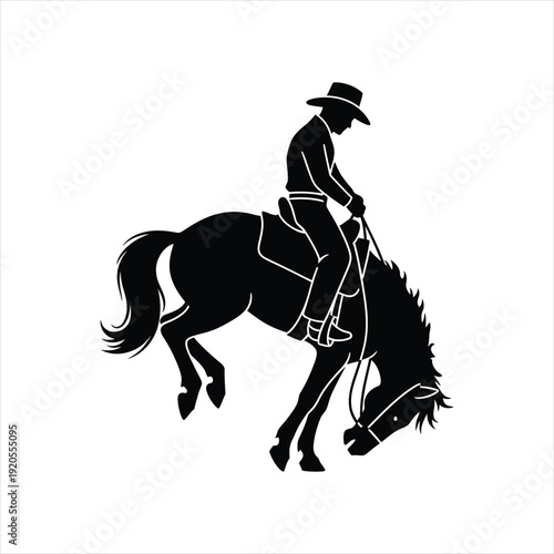 Silhouette of a Rodeo Cowboy: A bold silhouette of a cowboy riding a bucking bronco against a backdrop, capturing the essence of the rodeo spirit.