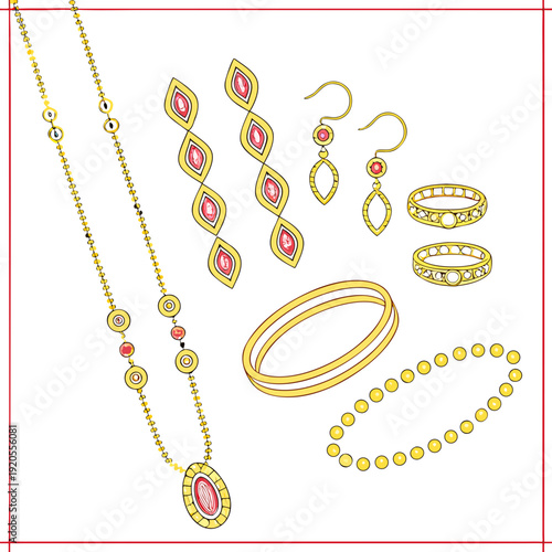 Luxury gold jewelry with red stones luxury jewelry