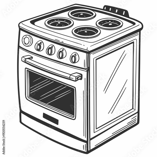 Compact electric stove with four burners and oven kitchen appliance