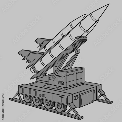 Missile launcher vehicle with rocket military