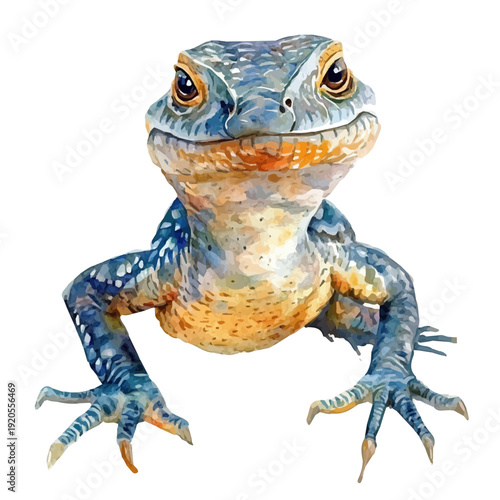 Savannah Monitor, watercolor vector , isolated on a white background.