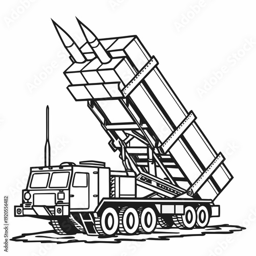 Of a multi missile launcher on a truck vehicle military