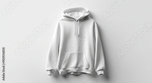 White hoodie, front view, isolated on white background, classic design