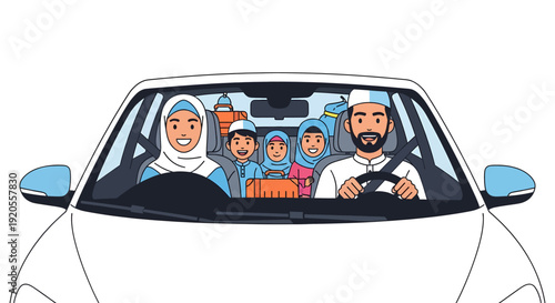 Family with Children Riding in Car Together.