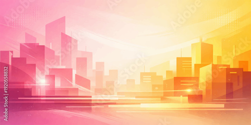 Abstract modern city skyline illustration featuring a 3d metropolis cityscape with urban skyscrapers and business office buildings in a night scene design for a downtown construction vector
