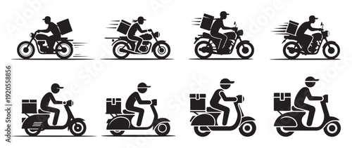 Fast delivery scooter line icons with motion speed lines. vector illustration eps 10