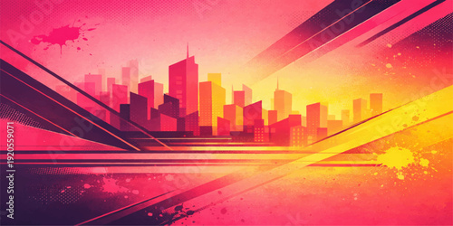 Vector illustration of the Beijing China downtown city skyline at night featuring urban skyscrapers and a highway with traffic light trails on a dark cityscape background