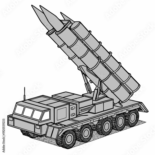 Missile launcher vehicle with two rockets military