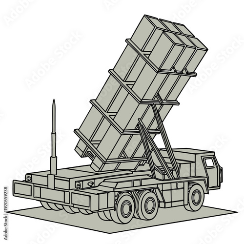 Of a clustered missile launcher system on a truck military vehicle