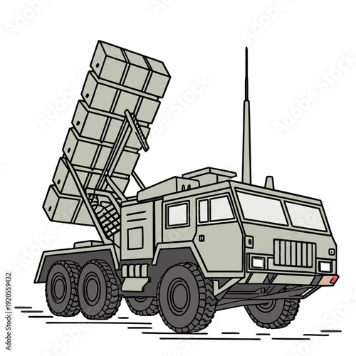 Military truck with missile launcher system vehicle 1