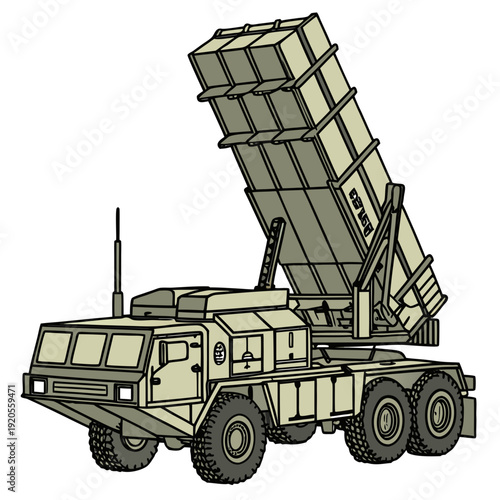 Military truck with missile launcher system military vehicle 2