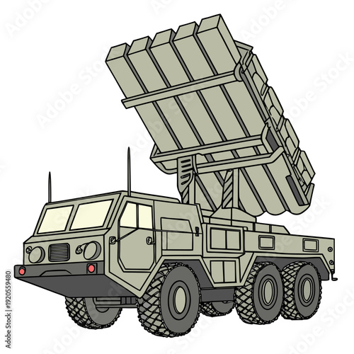 Military truck with missile launcher system military vehicle 3