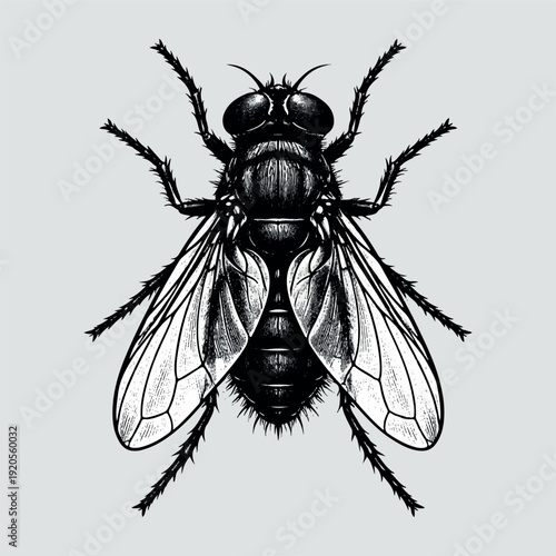 Detailed Housefly Top View
