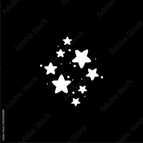 white stars on black background