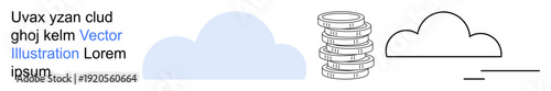 Cloud computing, data management, SaaS solutions, online storage, digital systems, database technology. Blue cloud, stacked disks and minimal cloud outline displayed. Cloud computing and data
