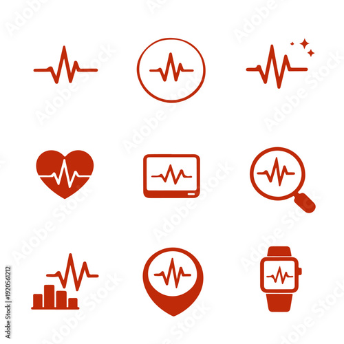 Pulse icon set vector isolated
Vector set on a white background