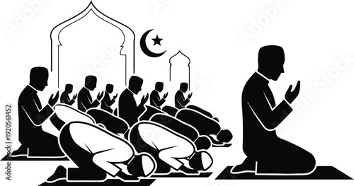 Muslims in prayer at mosque