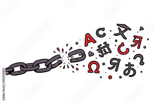 breaking chains symbolizing language freedom